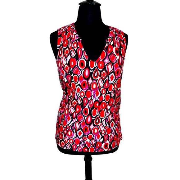 NWOT NIC+ZOE Geo Pane Tank Top Womens Plus 1X Red Multi - Picture 3 of 13